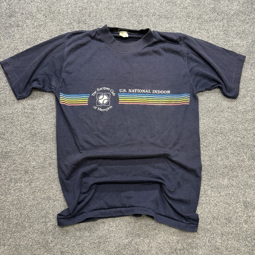 80s The Racquet Club Of Memphis T Shirt Size Mens Medium‎ Indoor National Navy